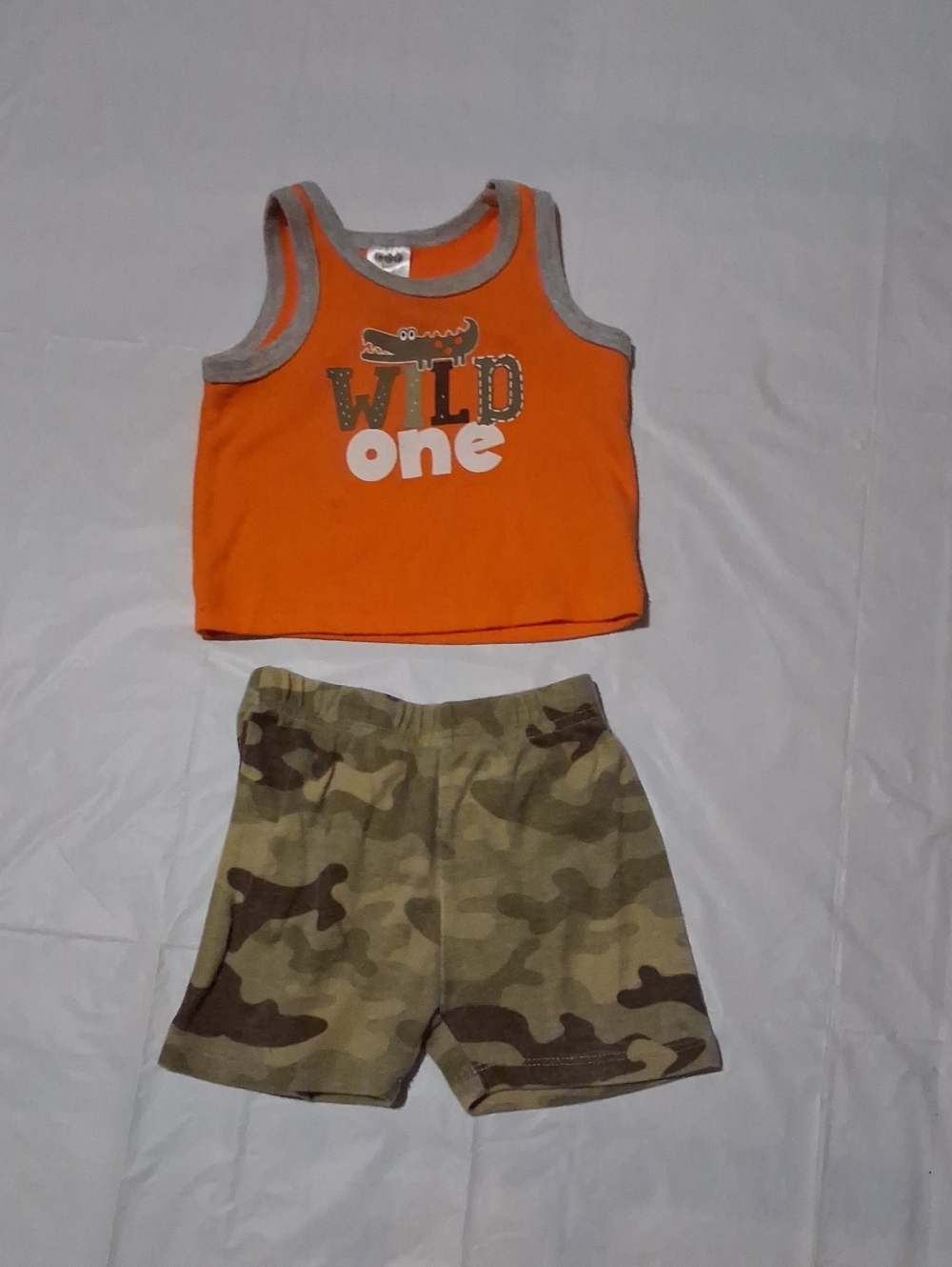 ✨CJP Orange 'Wild One' Tank & Camo Shorts Kids Matching Set✨